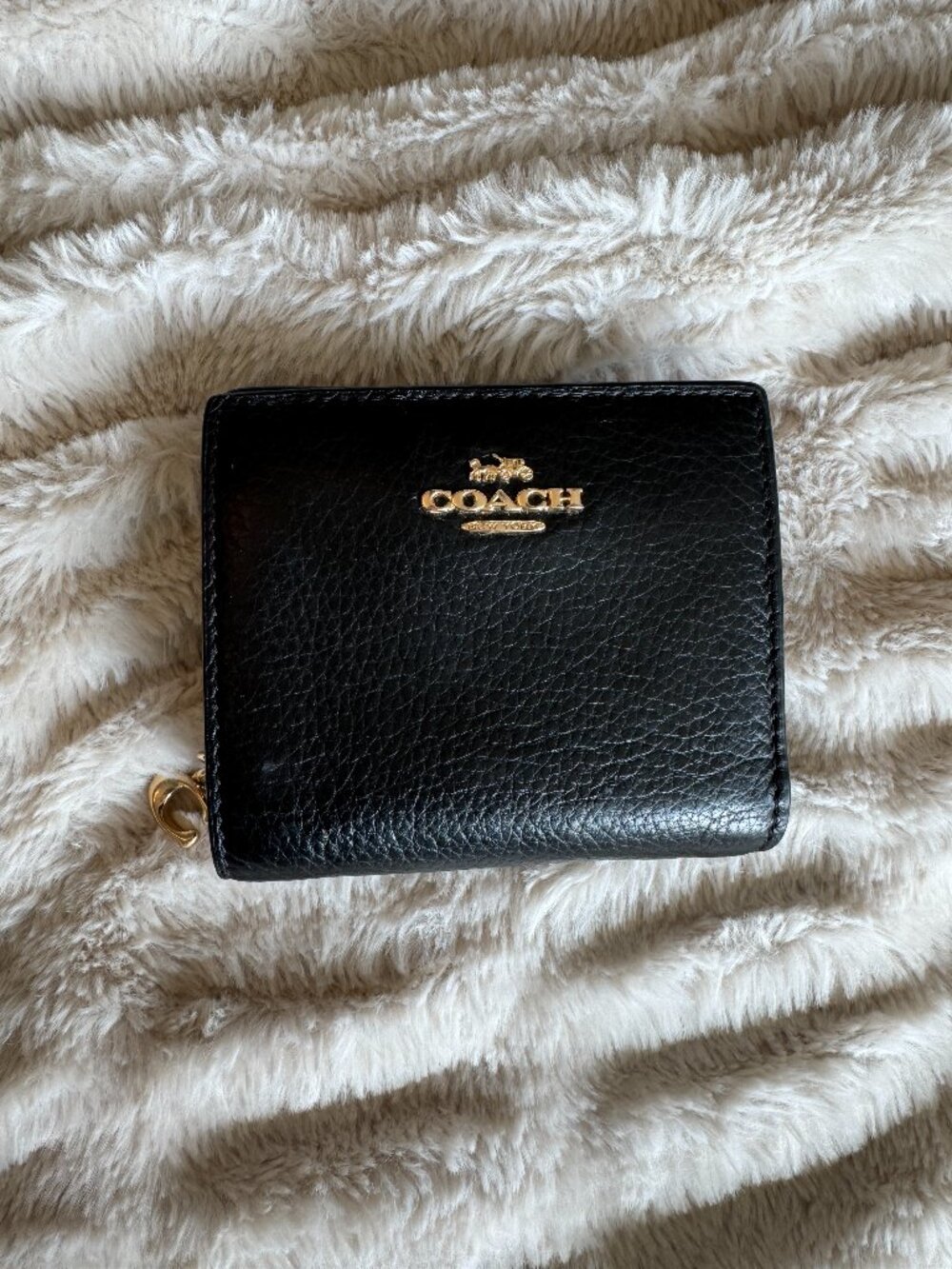 Coach Black Pebbled Leather Snap Wallet C2862